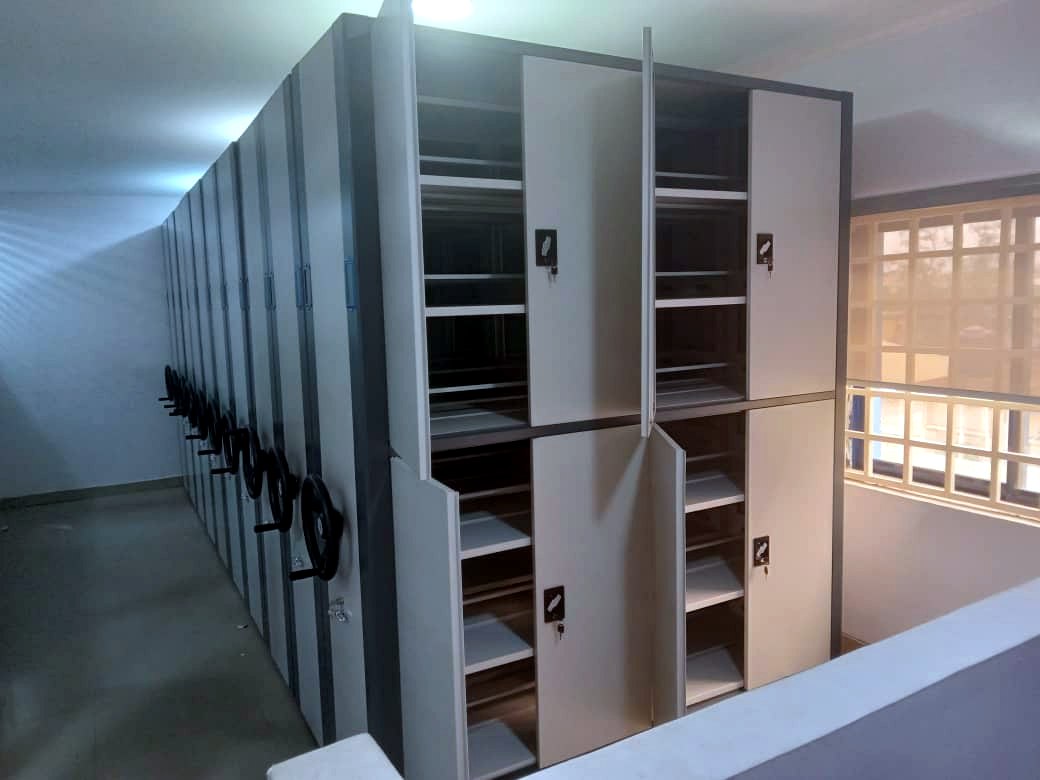 Mobile shelving used for physical records archiving at a client site